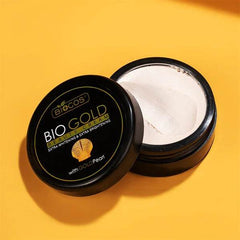 Biocos Bio Gold Beauty Cream jar with open white cream lid