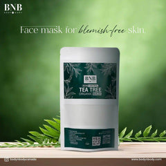 BNB acne control tea tree organic face mask, white and green pouch, 120g