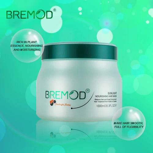 Nourishing hair mask jar with teal lid and white body