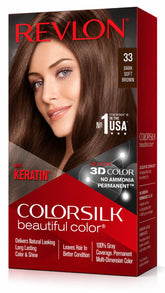 Revlon Colorsilk 33 dark soft brown permanent hair color with 3D color, no ammonia