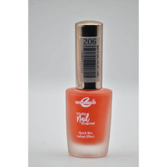 Matte nail enamel bottle labeled 206, coral red velvet effect, quick-dry