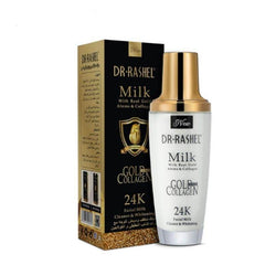 24K gold collagen facial milk cleanser bottle with carton box and gold top