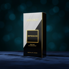 Diplomat Impression cologne spray box, upright with gold framed "IMPRESSION" label