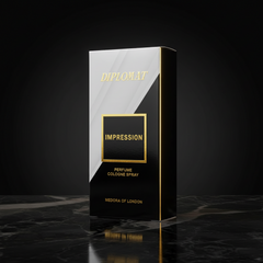 Diplomat Impression perfume cologne spray box with gold side trim and framed label