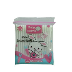 Baby cotton ear cleaning buds in sealed mini pack with pink bunny label