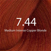 Hair color shade 7.44 Medium Intense Copper Blonde color swatch