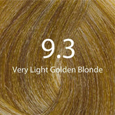 Hair color shade 9.3 very light golden blonde, closeup swatch