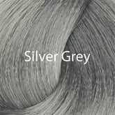 Silver grey hair dye swatch with strands