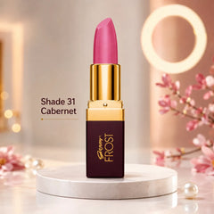 Lipstick tube in shade 31 Cabernet with pink-magenta bullet and gold cap