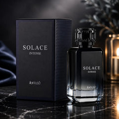Perfume bottle and box, black Solace Intense fragrance, 100 ml.