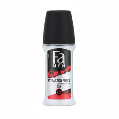 Fa Men Attraction Force dry 72h roll-on deodorant, front label on white bottle