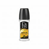 Men roll-on deodorant, black cap, clear bottle, Freshly Free lime & ginger