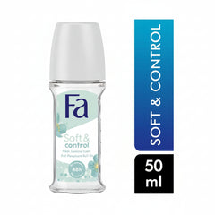Fa Soft & Control deodorant roll-on, 50 ml, clear bottle with white cap