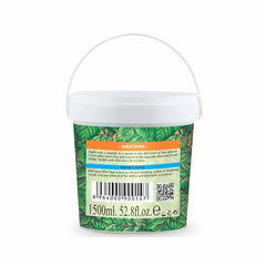 Hair removal wax tub back panel with barcode, white lid and green leaf design