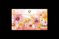 Floral tissue box front with flower print, 320 count, Gentle logo