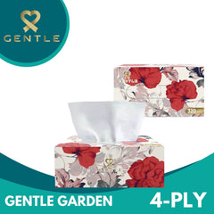 4-ply floral tissue box with white tissues, Gentle Garden design, 320-count pack