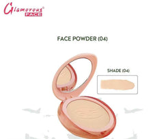 Face powder compact, shade 04, with beige swatch and open lid.