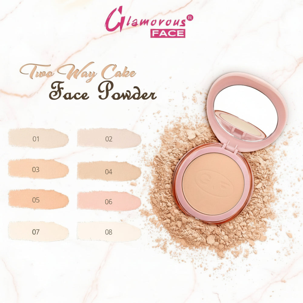 Beige face powder compact with open lid and powder puff, shade 04.