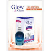 Whitening serum bottle beside white-and-blue packaging box labeled face whitening serum