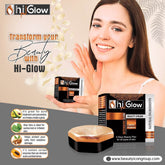 Beauty cream jar and box set, dark brown packaging with gold logo