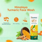 Himalaya turmeric face wash tube with dark spot clearing branding and label