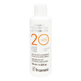 Framesi 20 vol developer emulsion bottle, 120 ml, white with orange 2 label