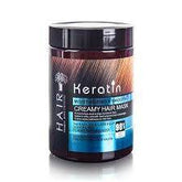 Keratin creamy hair mask jar with black lid, 500ml container