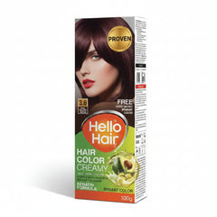 Hair color cream box, 3.6 deep mahogany brown shade