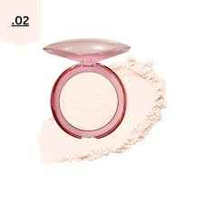 Face powder compact with open lid and powder pan, shade 02