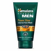 Himalaya Men Power Glow licorice face wash tube, teal with gold label, 100 ml