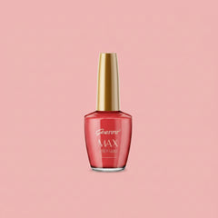 Pink nail polish bottle with gold cap, glossy MAX label