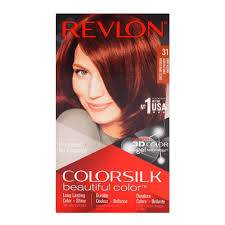 Revlon ColorSilk hair color box with model portrait, shade 31