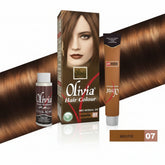 Hair colour kit in Mocca 07 shade: box, tube, and developer bottle.