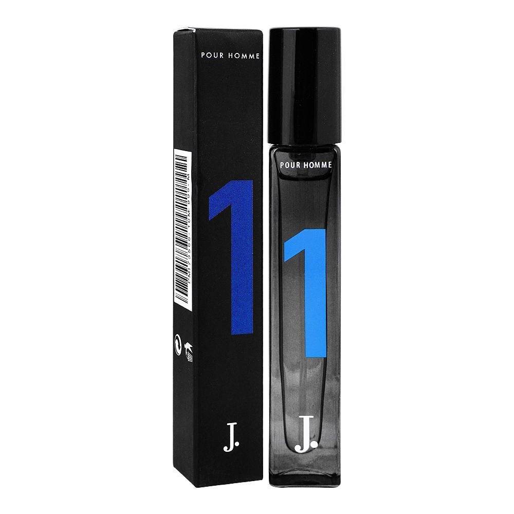Men’s eau de toilette bottle with box, black with blue “1” and “Pour Homme” text.