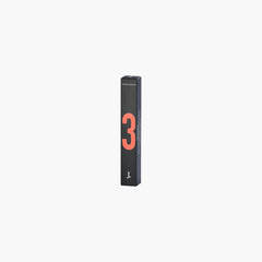 Men's fragrance box, black with large orange "3" and small label