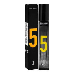 Men's fragrance bottle and box, black with yellow 5 label