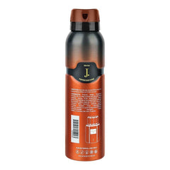 Men’s body spray bottle back, orange-brown with dark cap and barcode/ingredients panel