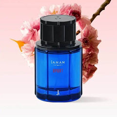 Sport eau de parfum bottle, blue glass with black cap
