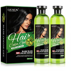 Lichen Hair Color Gel argan oil, boxed set with two green bottles and label text
