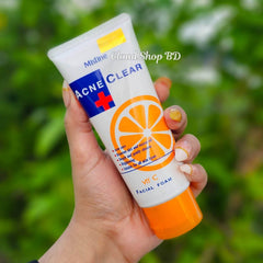 Mistine acne clear Vit C facial foam, white tube with orange cap