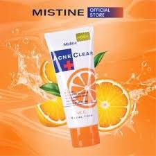 Mistine Acne Clear Vit C facial foam tube with citrus graphics