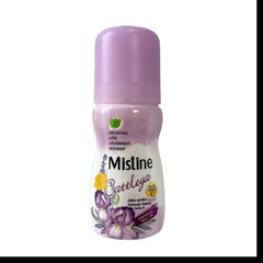 Mistine Cattleya roll-on deodorant, purple cap and floral bottle label