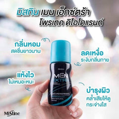 Men's roll-on deodorant bottle, black with blue cap