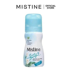 Mistine roll-on deodorant bottle with light blue cap and white Sweet & Beautiful label