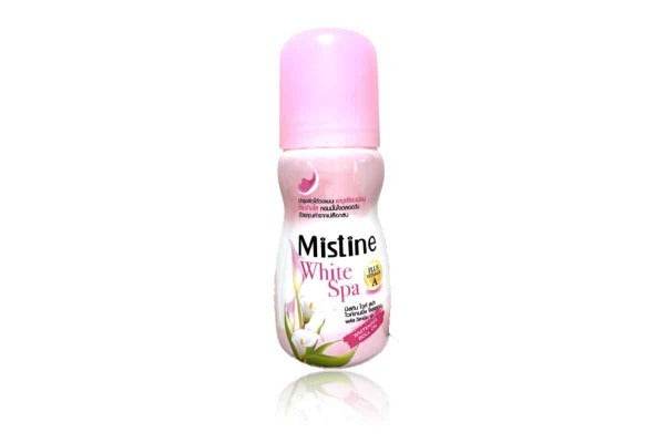 Mistine roll-on bottle with pink cap, White SPA 35 ml label