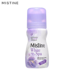 Mistine White Spa roll-on bottle with purple frosted cap, front label visible