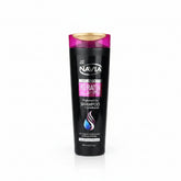 Navia Keratin Pro shampoo bottle, black with purple cap, 400 ml