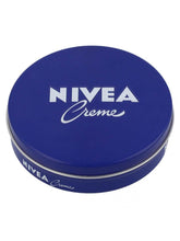 NIVEA Creme blue cream tin with metal rim, top view