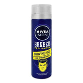 Nivea Men Barber Pro Range shaving gel bottle, blue label, flip-top cap, 200ml