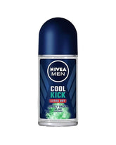 Deodorant roll-on NIVEA MEN Cool Kick Extra Dry, dark blue cylinder with silver cap